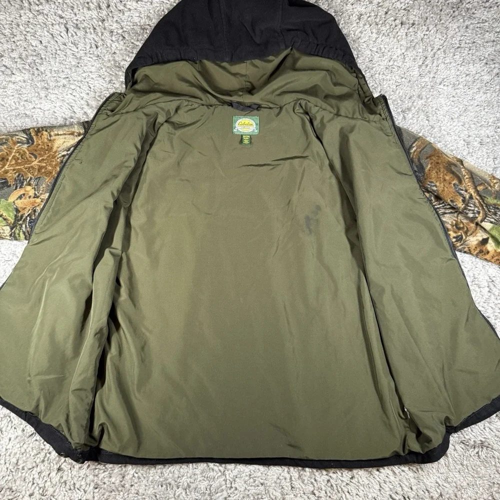 CABELA'S Kids Youth 2XL Black Camouflage Full-Zip Lined Hooded‎ Fleece Jacket